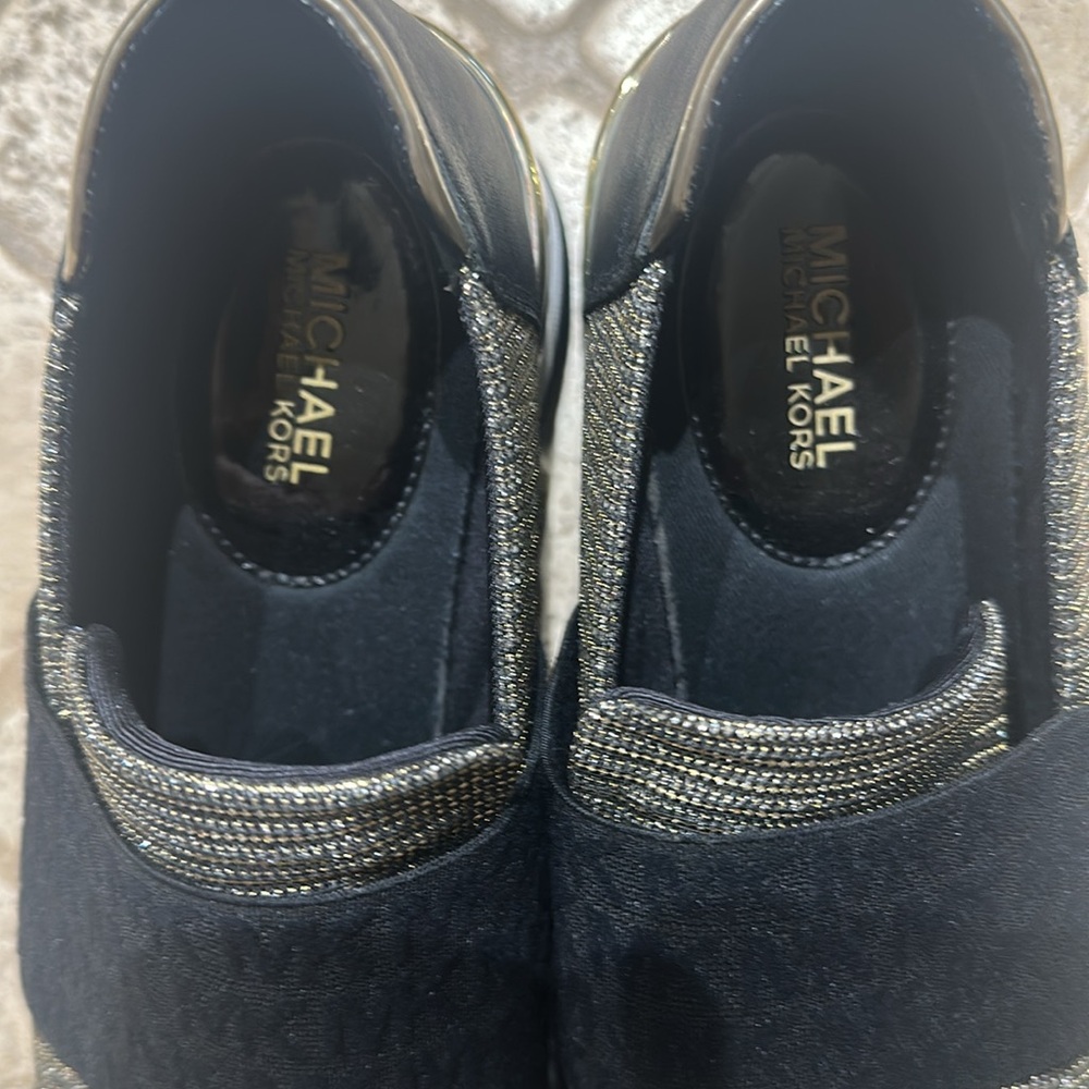 Michael Kors Black and Metallic Glitter Slip-On Loafers - Picture 5 of 6